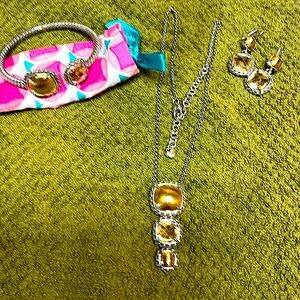 Brighton Tru Color Joyful gold crystal necklace, bracelet and earrings